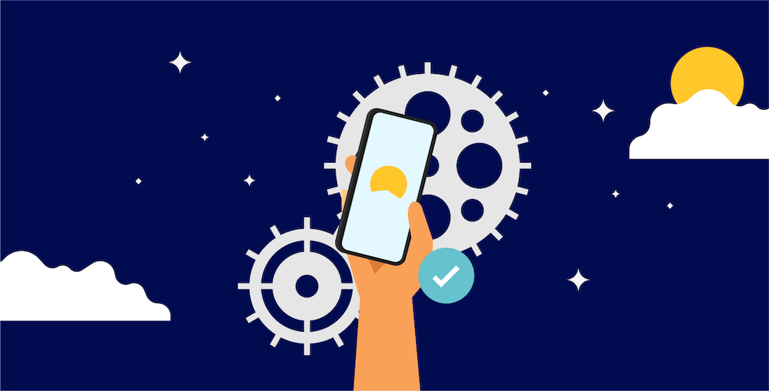 illustration of hand holding up smartphone